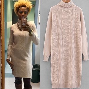 🆕Soft &Classy high neck long sleeve sweater dress